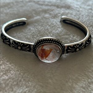 Fire Quartz Silver Bangle Cuff Bracelet*